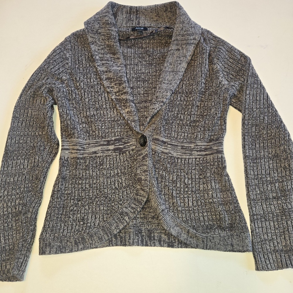 Apt 9 Y2K Gray Marbled Single Button‎ Collared Cardigan Sweater Womens Med